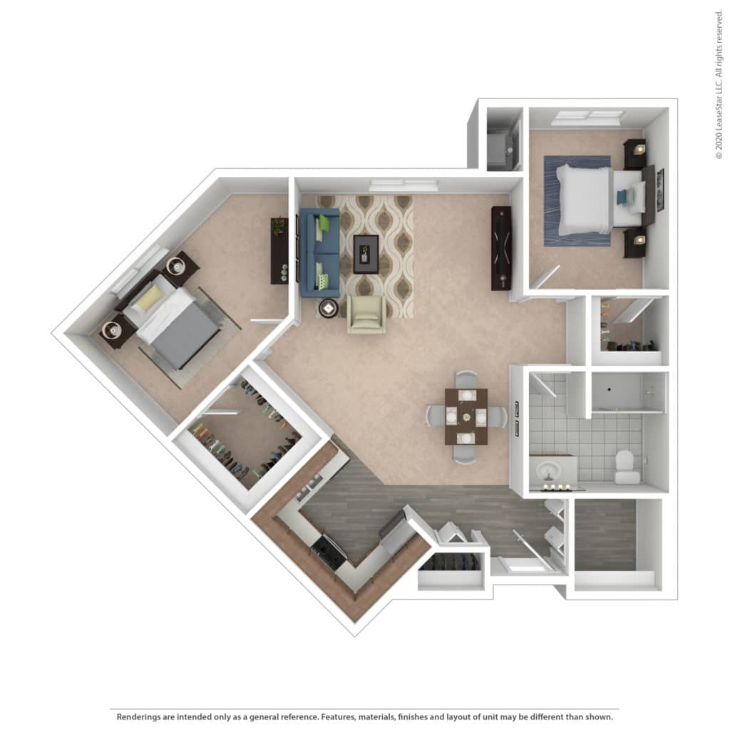 Floor plan of a one-bedroom apartment
