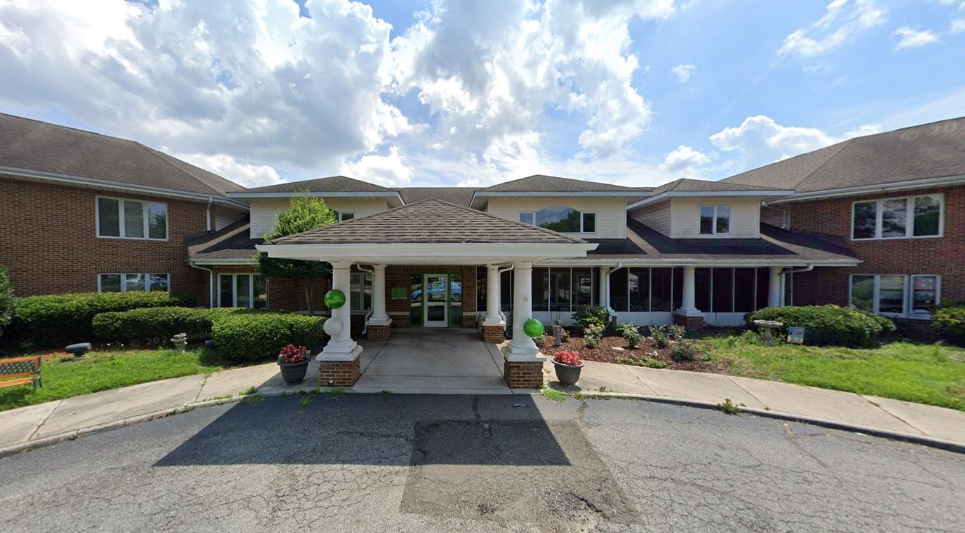 Exterior view of a senior living facility entrance