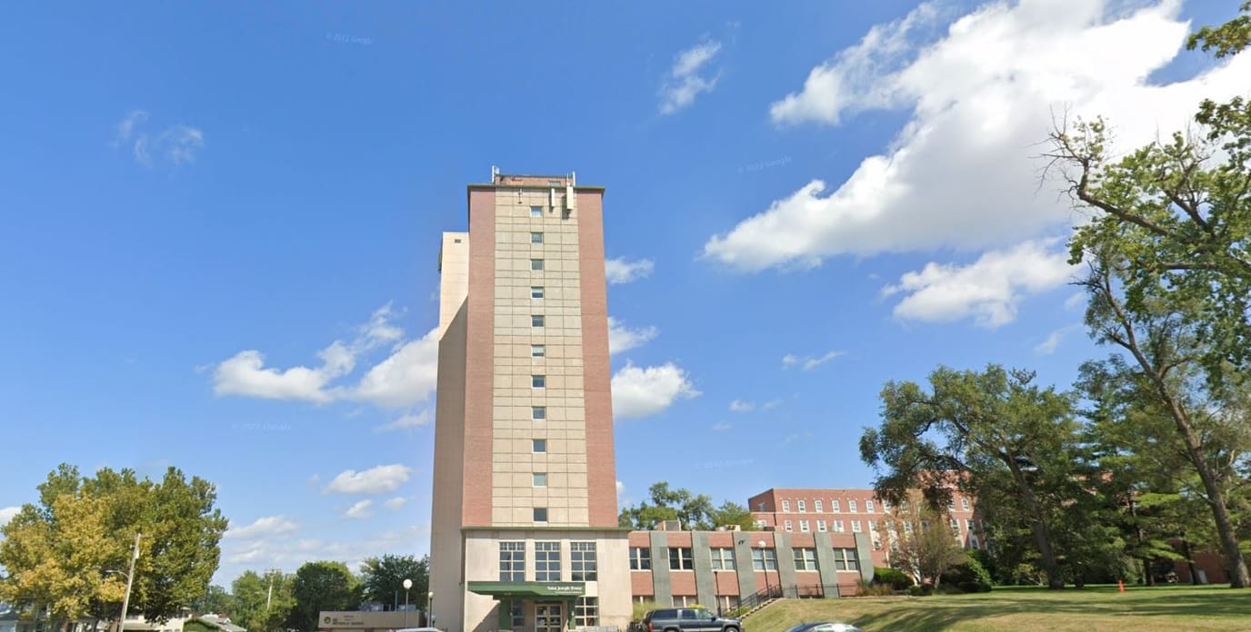 Exterior view of St. Joseph Tower Assisted Living facility
