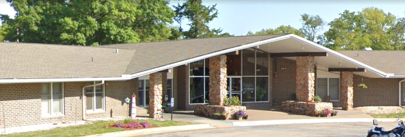 Exterior view of a senior living facility entrance