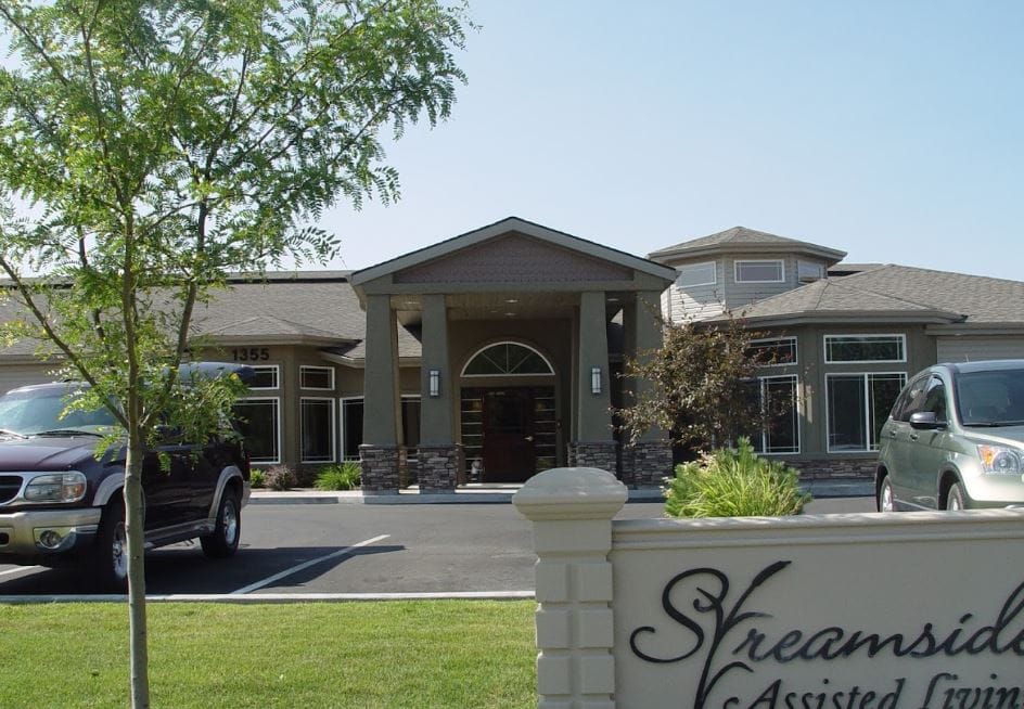 Exterior view of Streamside Assisted Living facility entrance