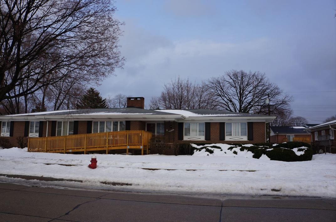 Exterior view of Golden Haven Adult Foster Care Home in winter