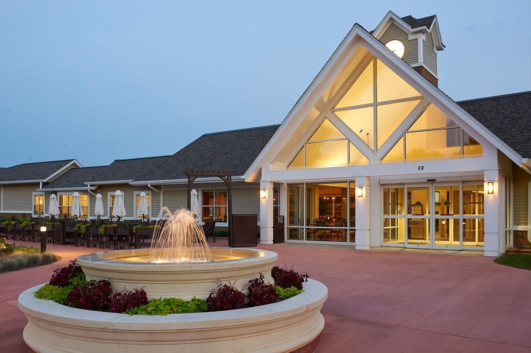 Exterior view of GrandeVille Senior Living Community entrance