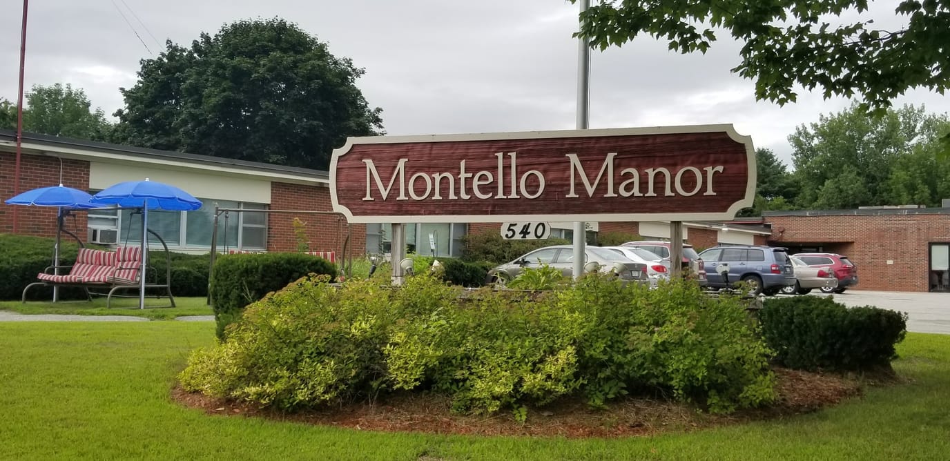 Exterior view of Montello Manor sign and entrance