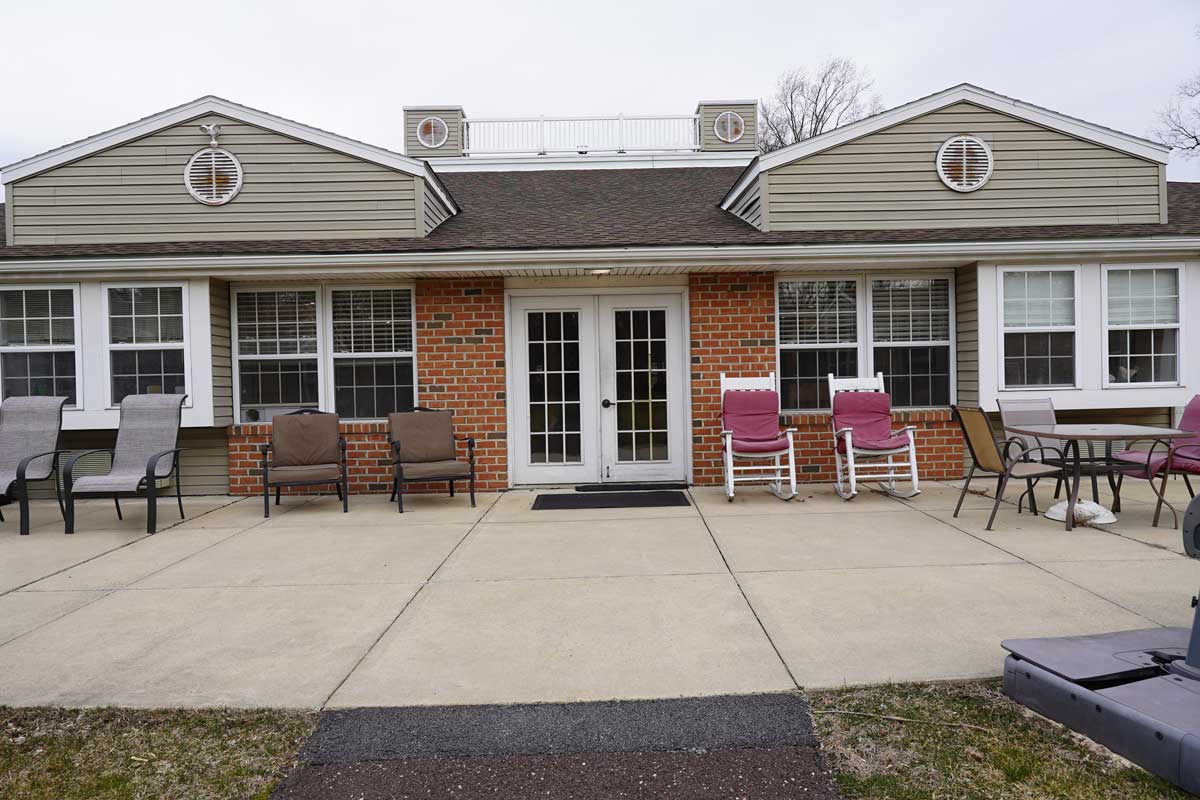 Exterior view of a senior living facility entrance