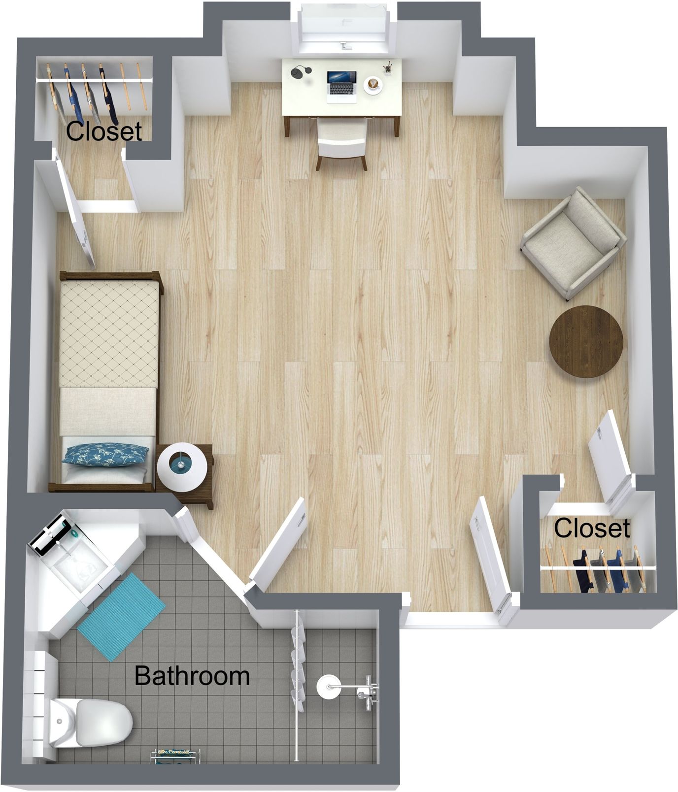 Floor plan of a private resident room