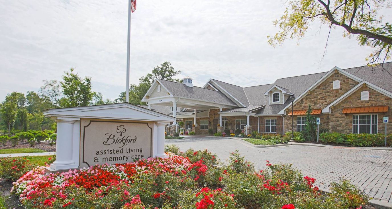 Exterior view of Bickford of Carmel with landscaping
