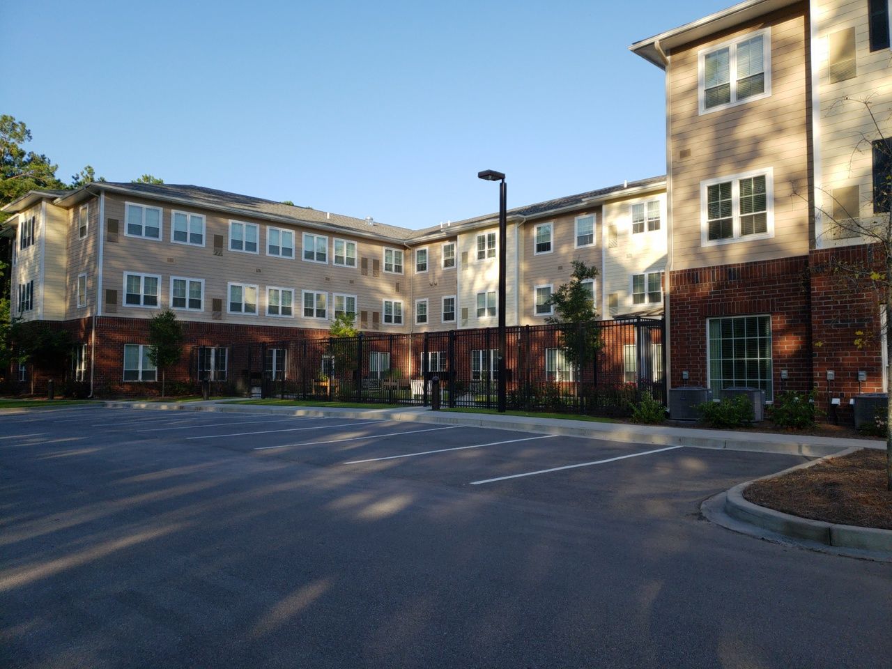 Exterior view of a senior living facility building