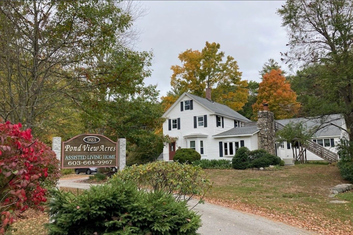 Exterior view of Pond View Acres assisted living home