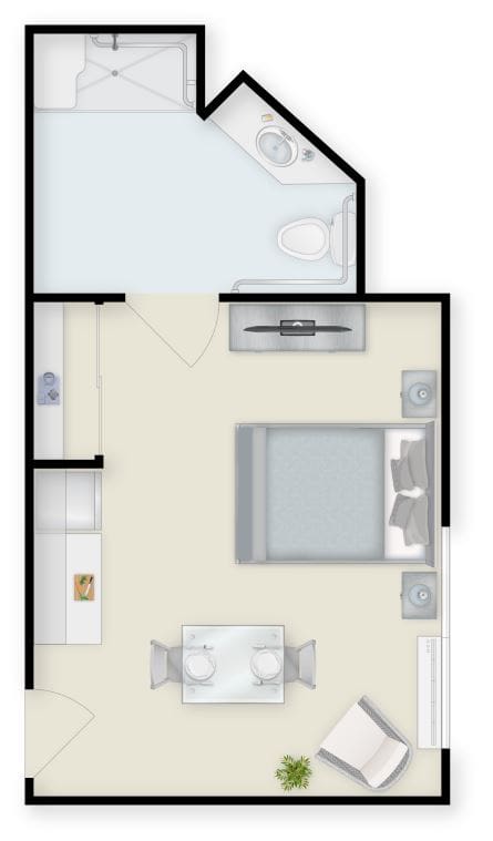 Architectural floor plan of a resident room
