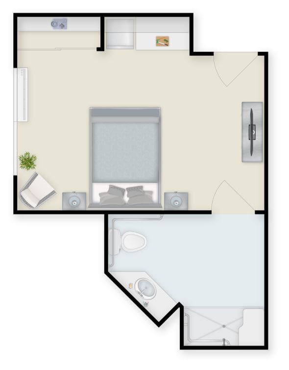 Architectural floor plan of a resident room