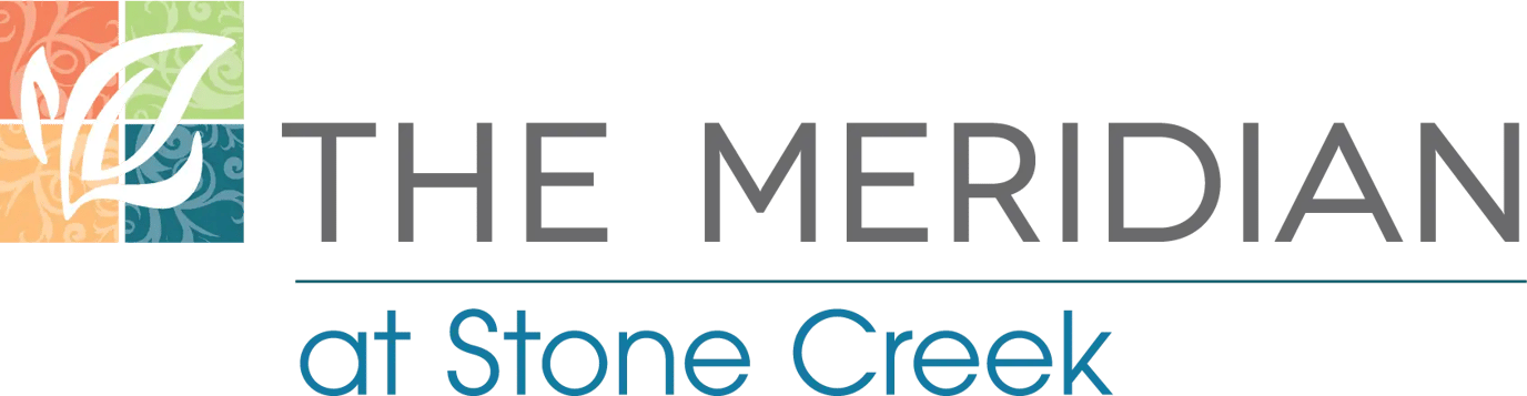 Meridian at Stone Creek, assisted living in Milton, WA — Logo of Meridian at Stone Creek with decorative elements