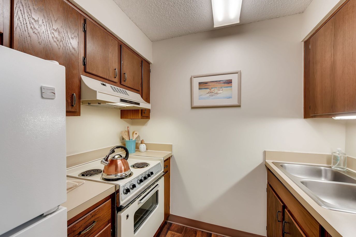 Interior view of a kitchen space in a senior living facility