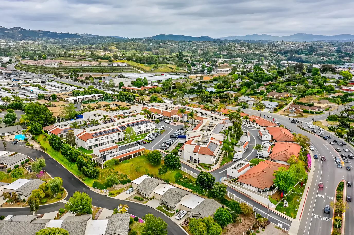 Aerial view of the Rancho Vista Senior Living facility