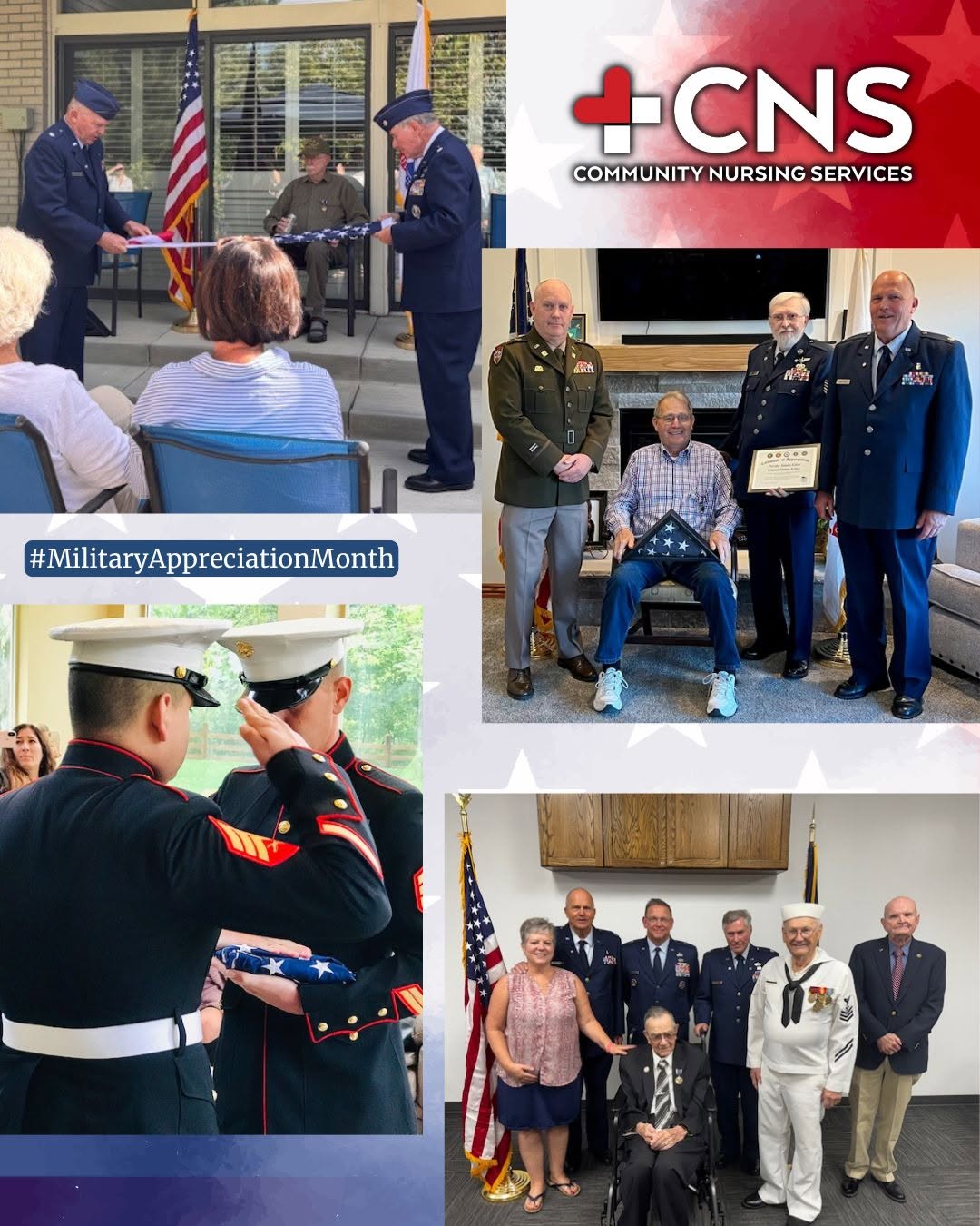 Residents and staff celebrating Military Appreciation Month