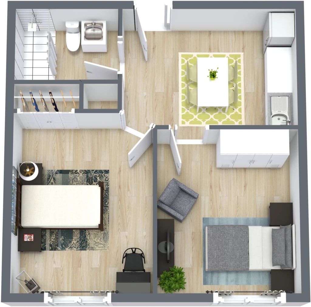 Interior layout of a private resident room