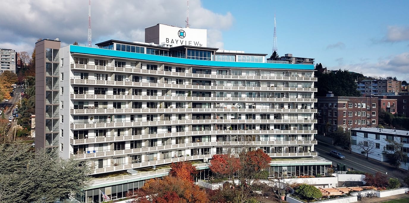 Exterior view of the Bayview Retirement Community building