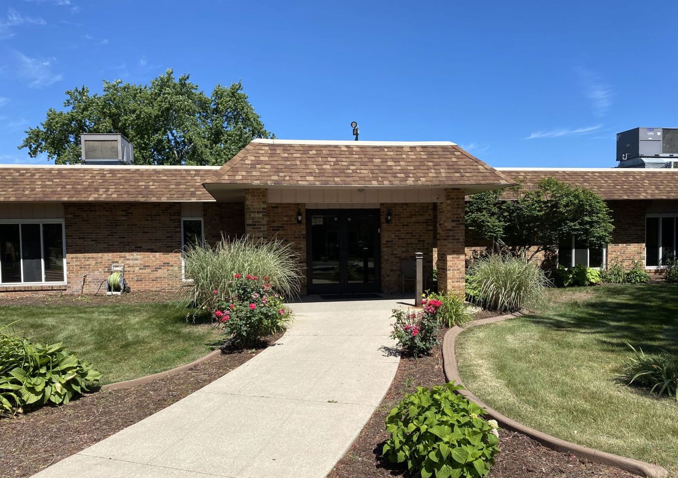 Exterior view of a senior living facility entrance