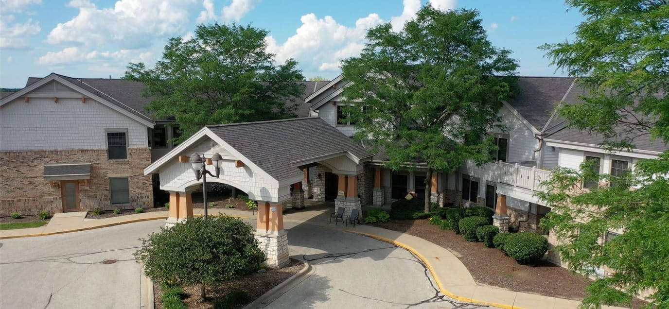 Aerial view of Riverview Village Senior Living entrance