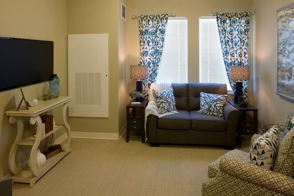 Cozy living area with comfortable seating and decorative accents