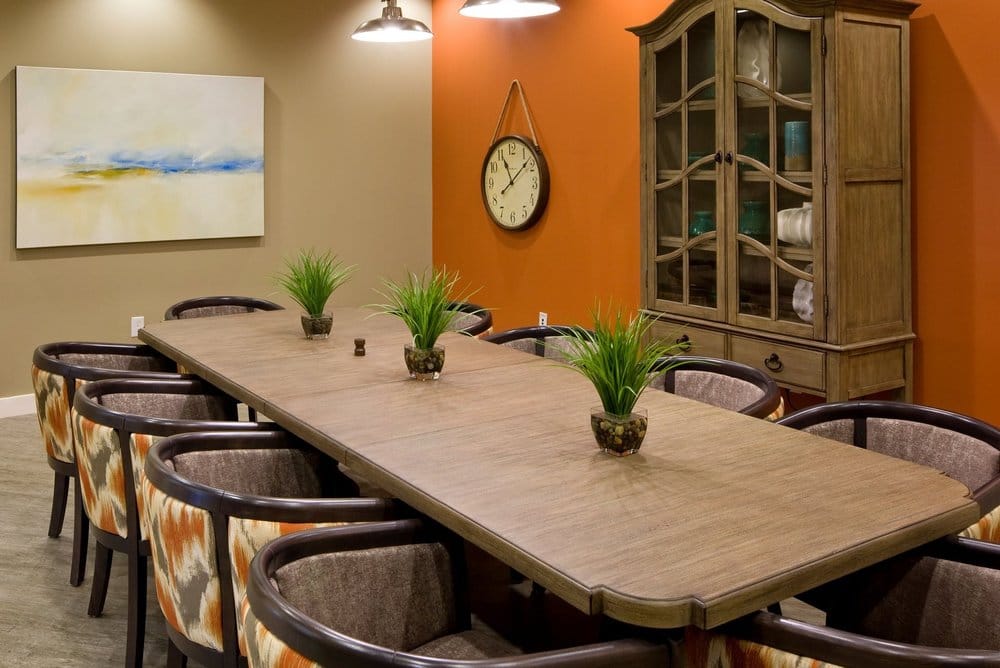 Interior common area with a large dining table