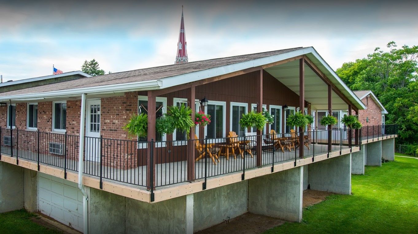 Exterior view of Marian Place's balcony and garden area