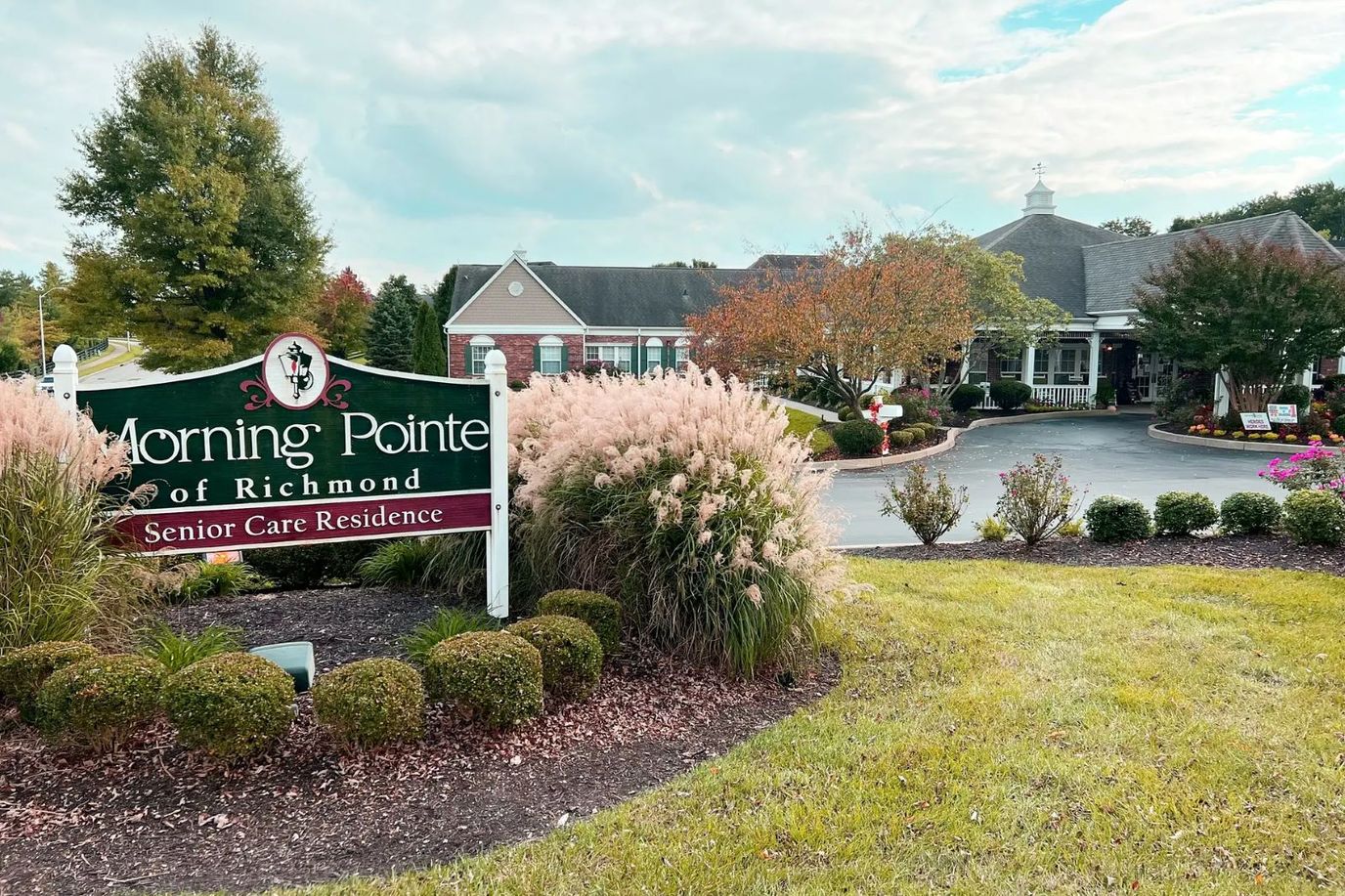 Exterior view of Morning Pointe of Richmond with sign