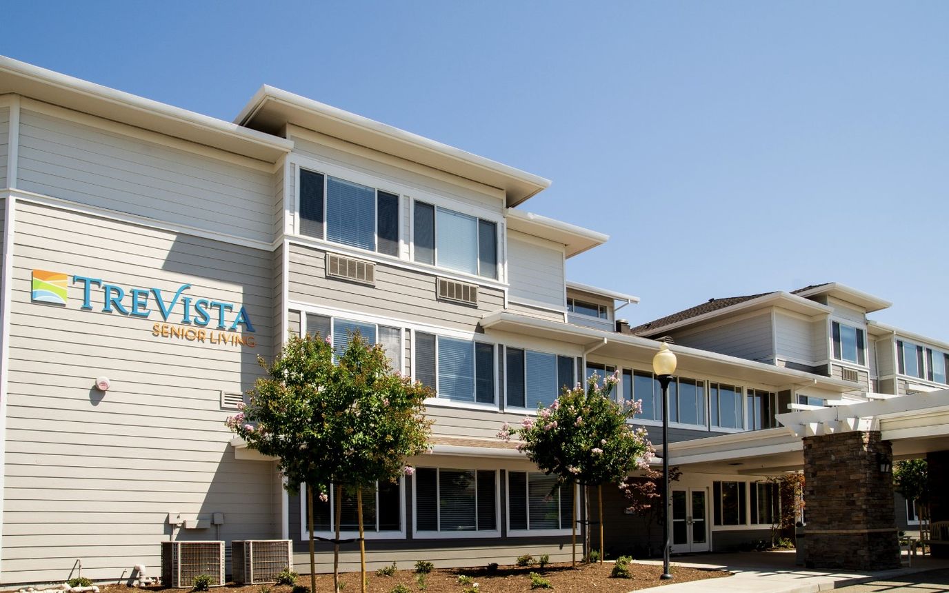 Exterior view of TreVista Senior Living building