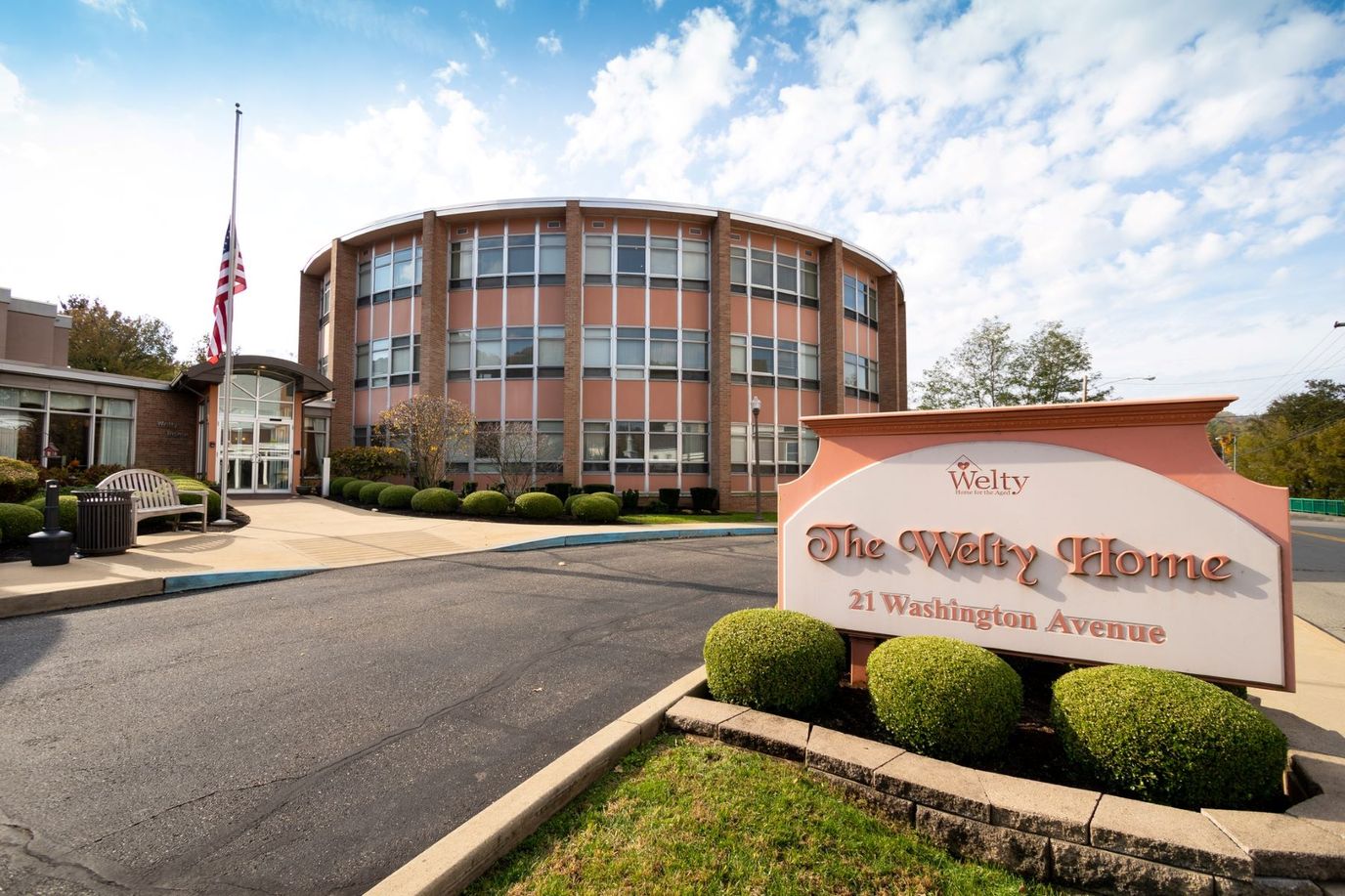 Exterior view of The Welty Home facility building