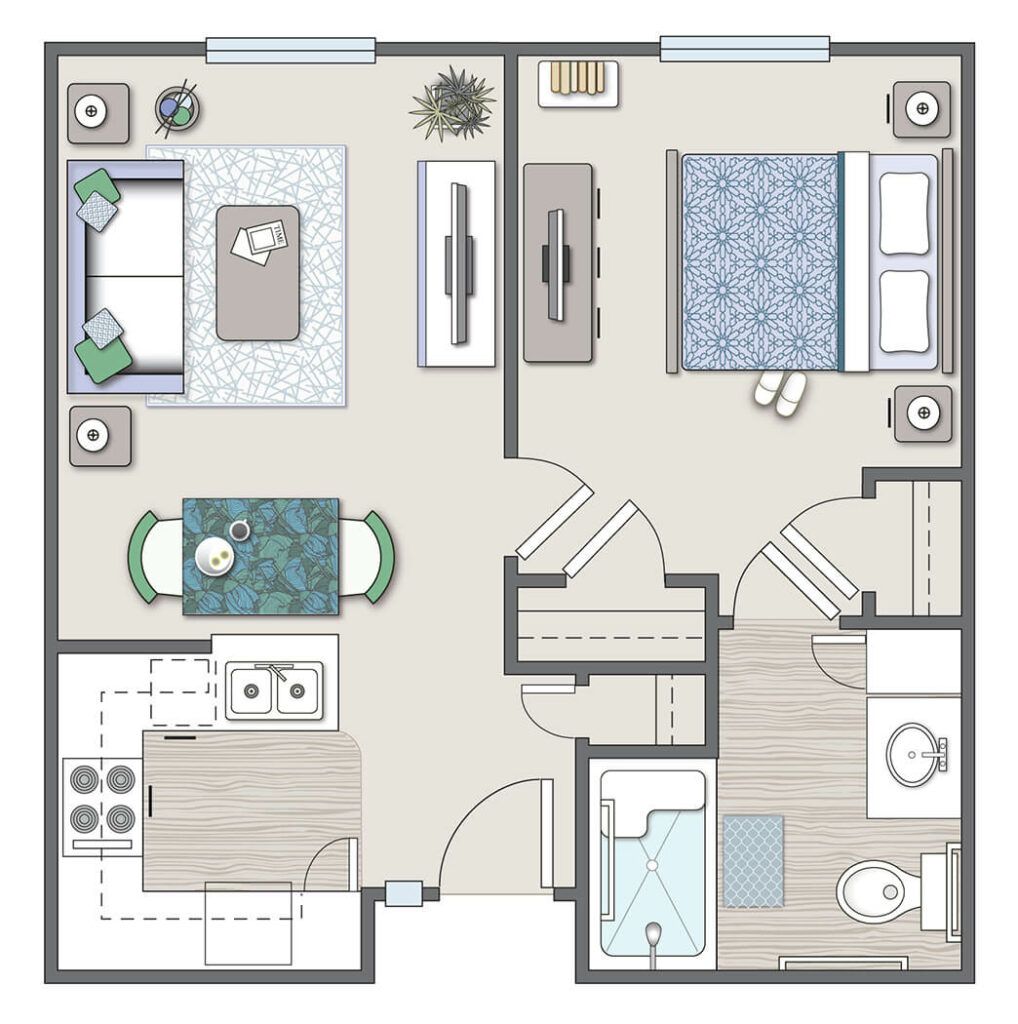 Architectural floor plan of a residence unit