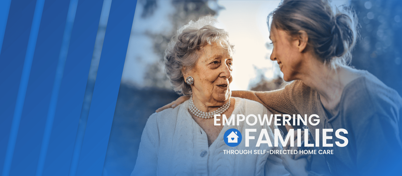 Caregiver and senior woman smiling together