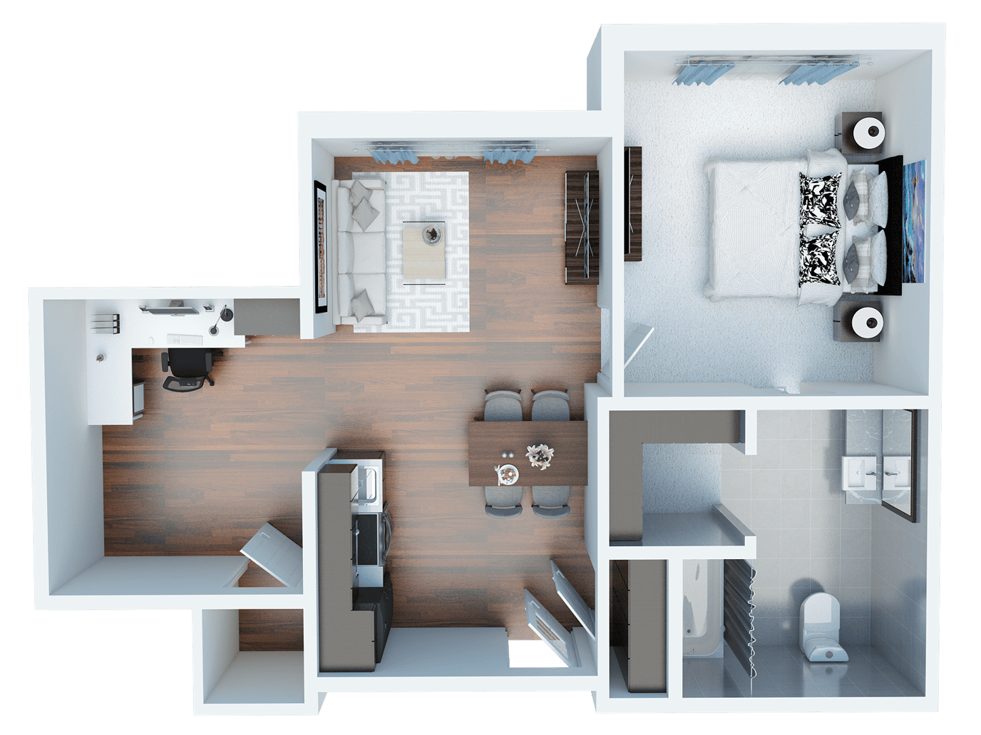 Architectural floor plan of a private living unit