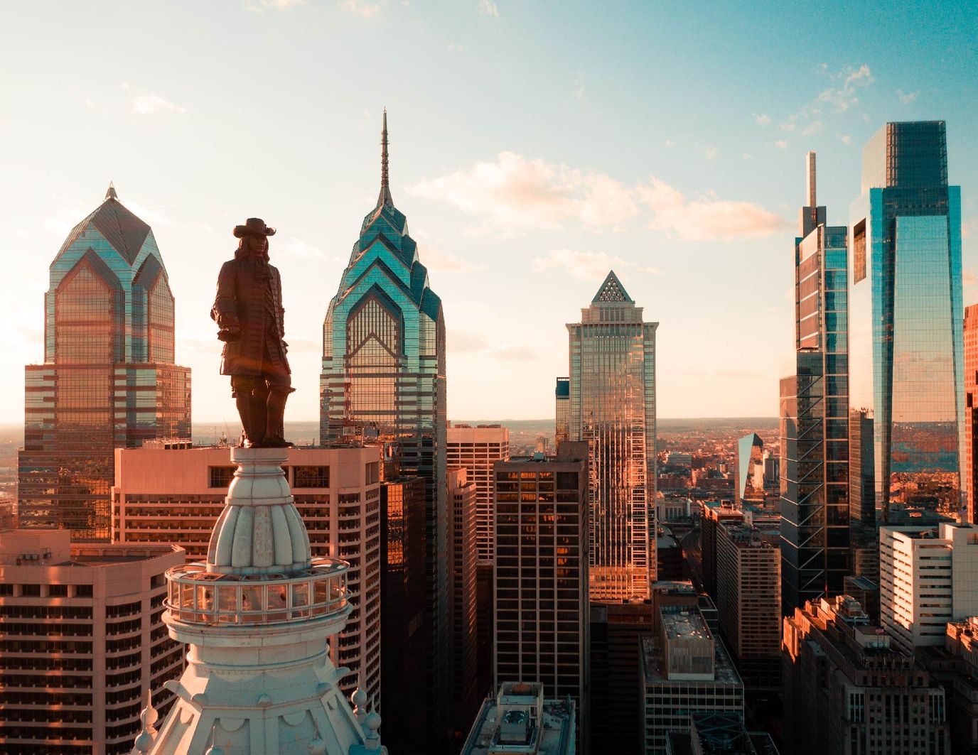 Aerial view of Philadelphia's skyline
