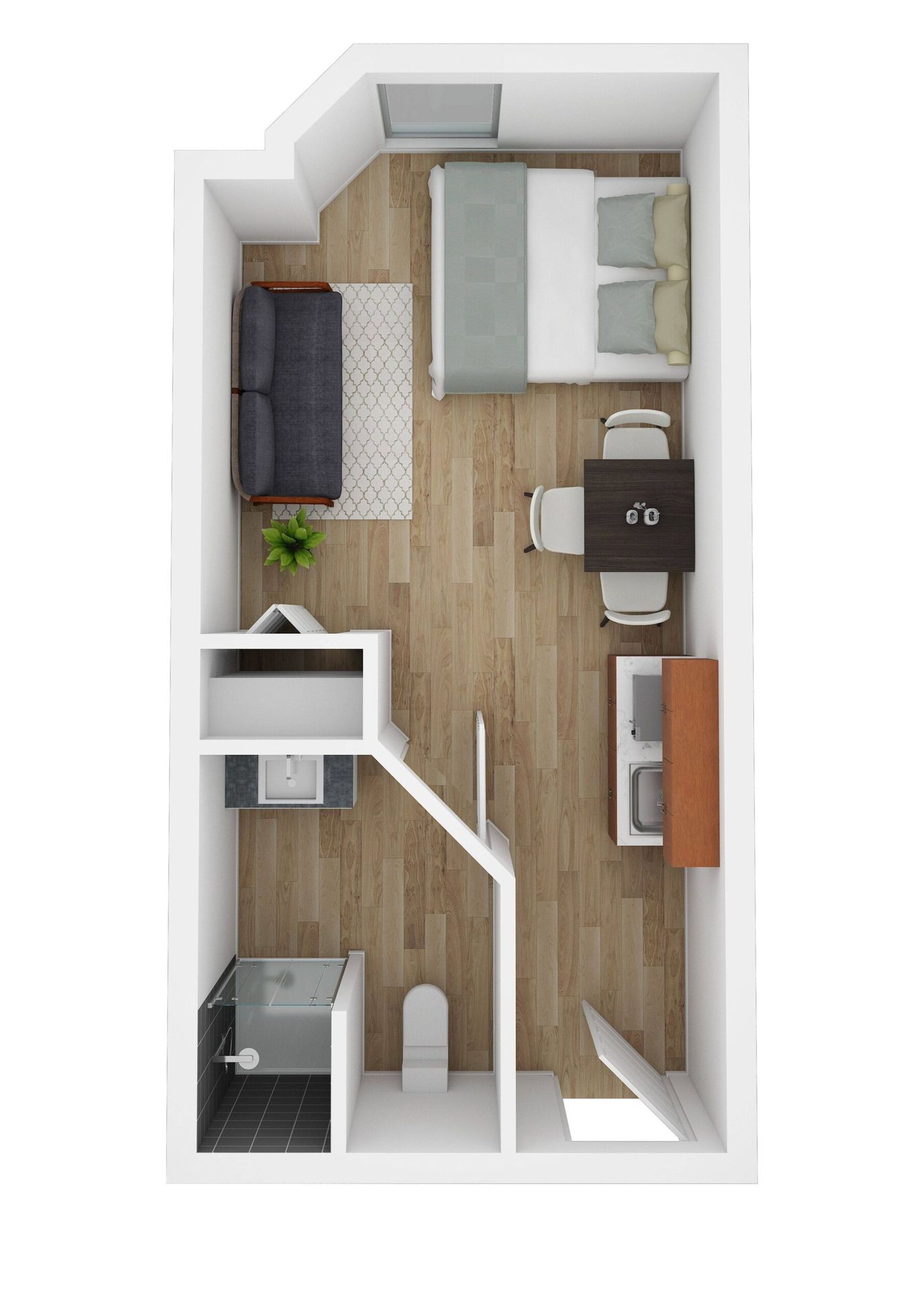 Diagram of a private resident room layout