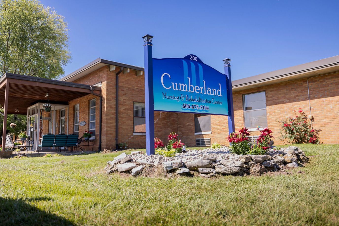 Exterior view of Cumberland Nursing & Rehabilitation Center sign
