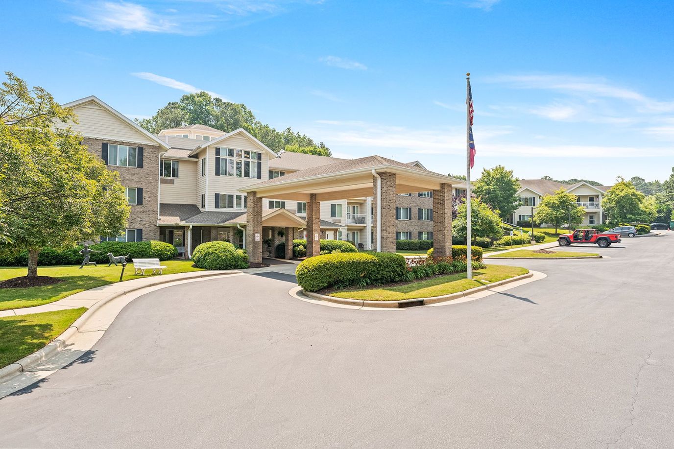 Front entrance of Jordan Oaks Gracious Retirement Living