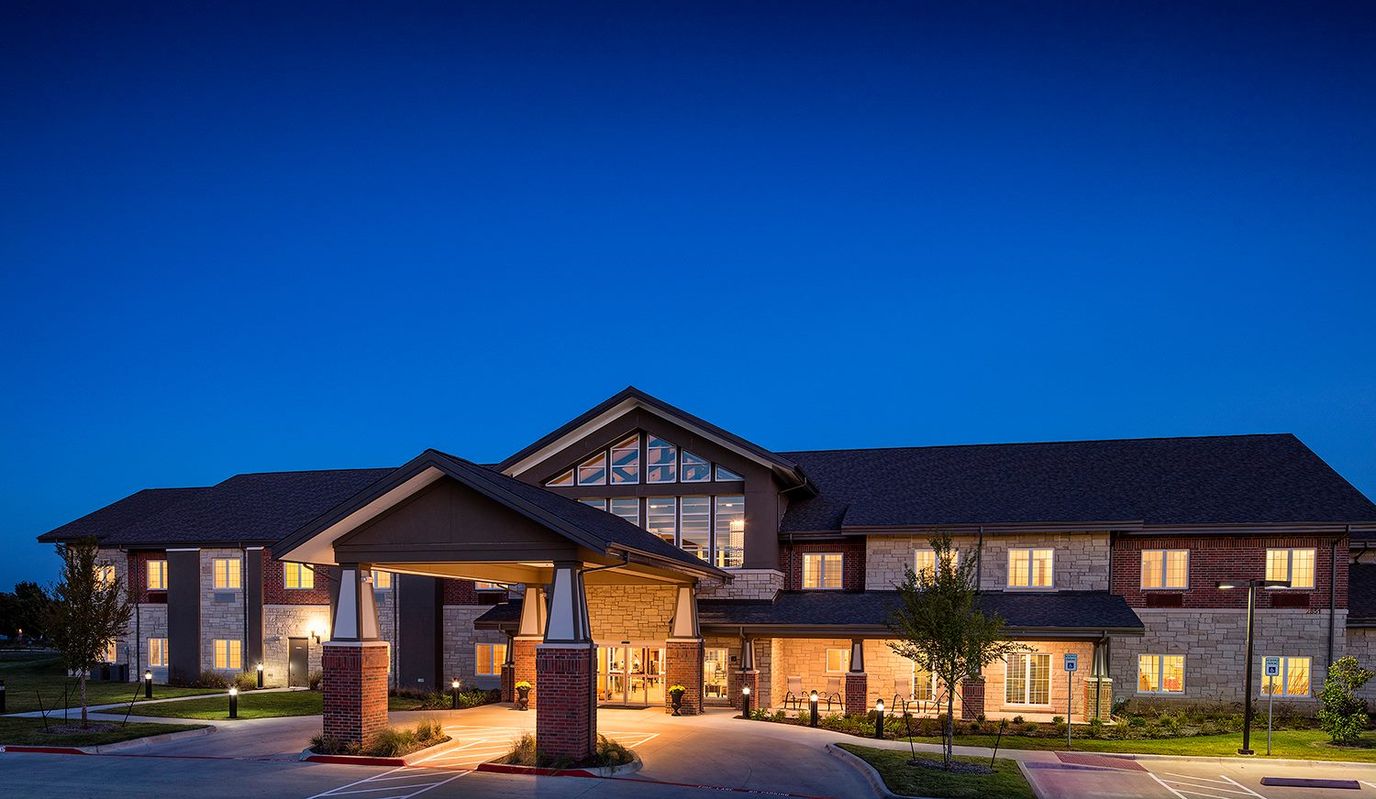 Exterior view of The Oxford Grand facility at night