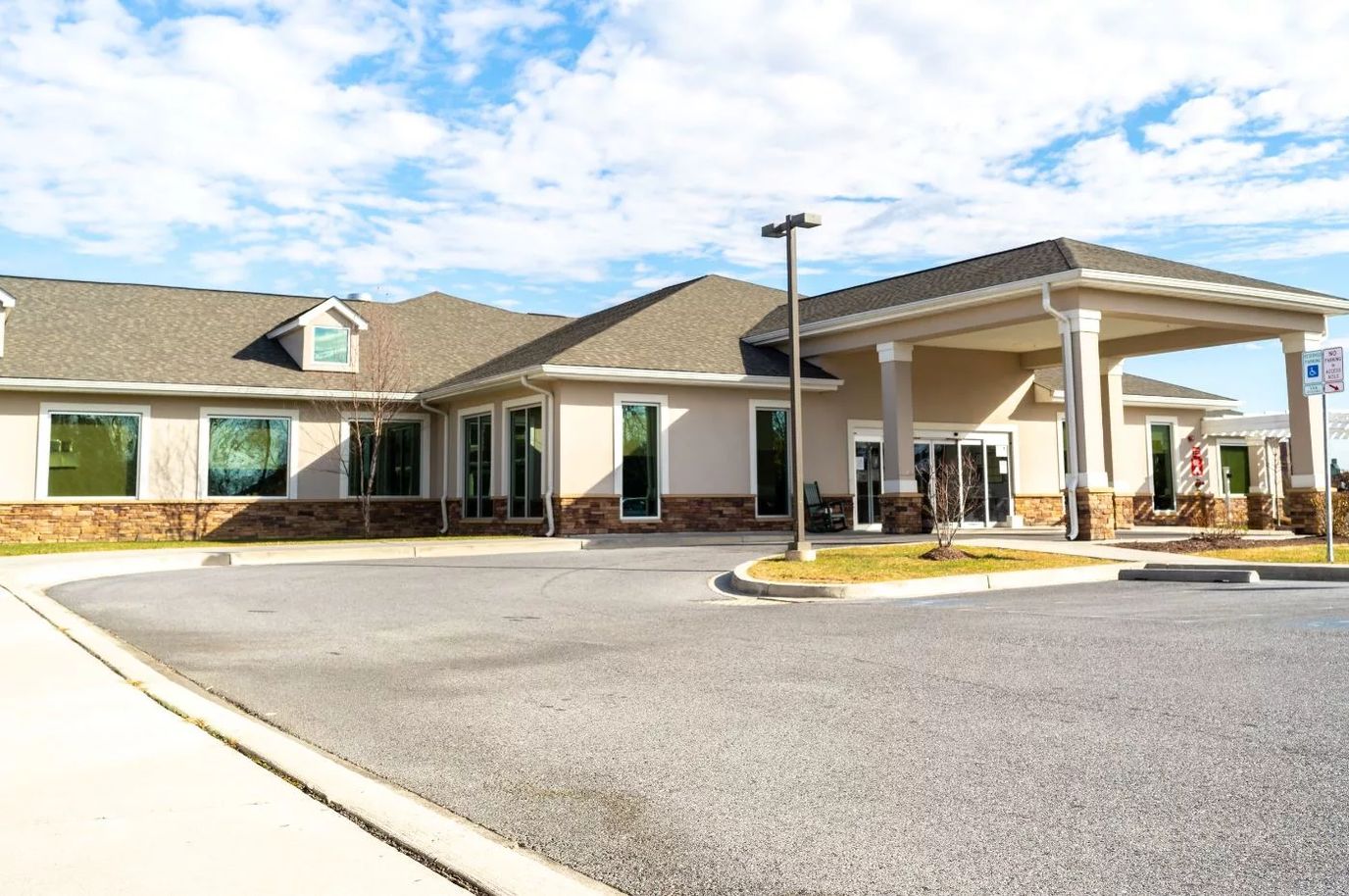 Exterior view of a senior living facility building