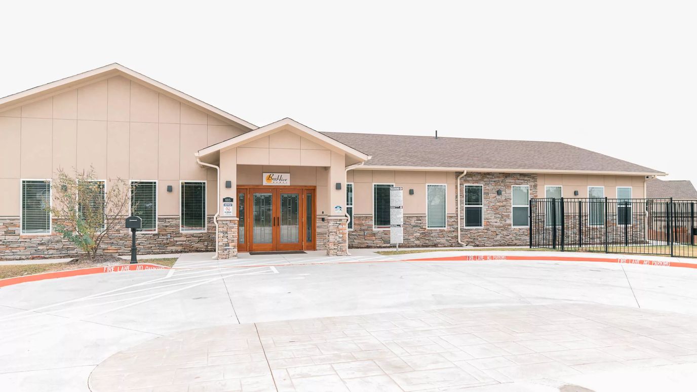 Exterior view of a nursing home facility entrance