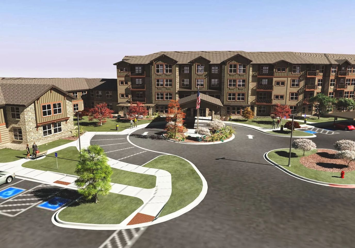Aerial view of the Bonaventure Senior Living building and grounds