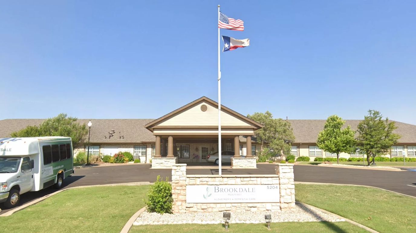 Exterior view of Brookdale Monterey's entrance and signage