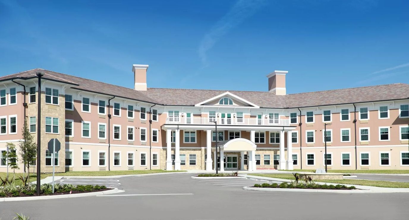 Exterior view of a modern assisted living facility