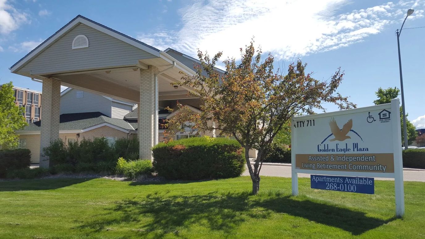 Exterior view of Golden Eagle Plaza Senior Living building