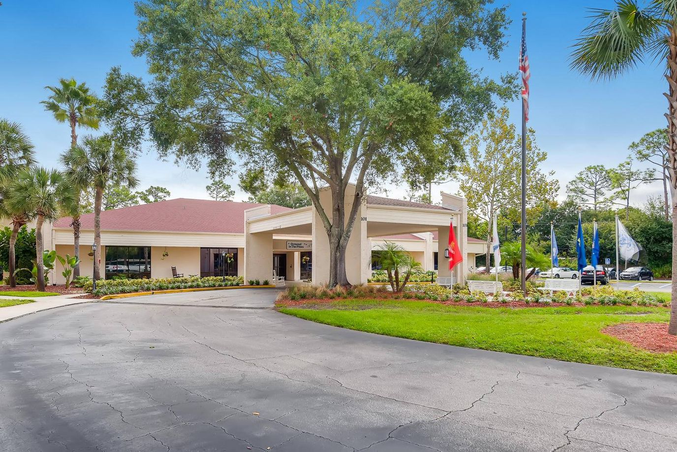Exterior view of Ormond In The Pines facility entrance