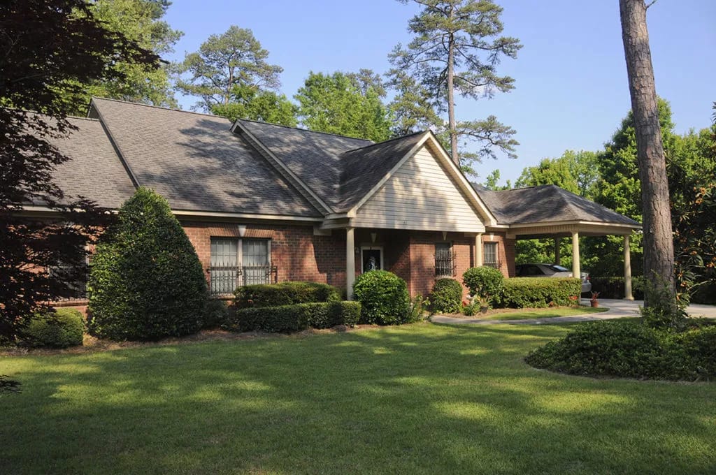 Exterior view of Laurel Crest with landscaped garden