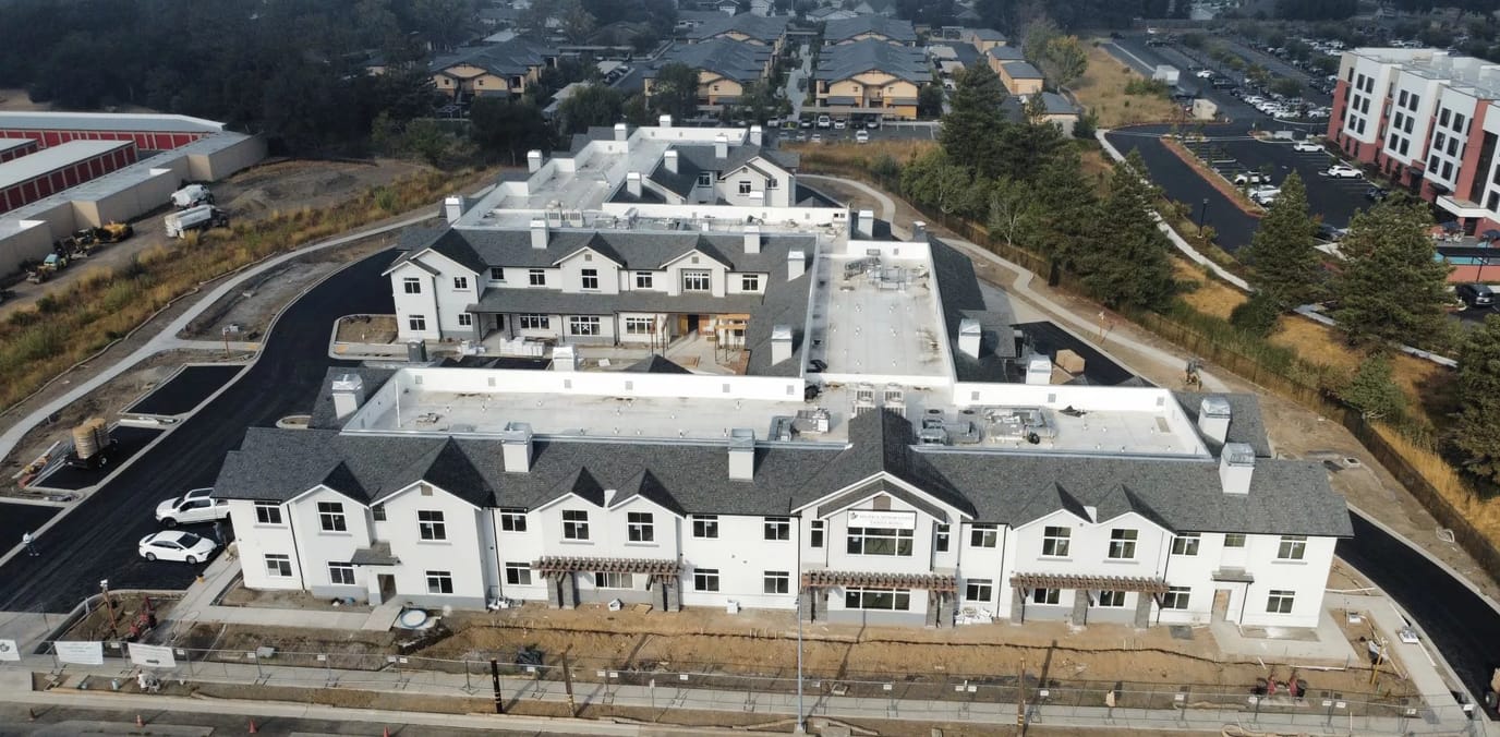 Aerial view of the Santa Rosa Hills Senior Living facility under construction