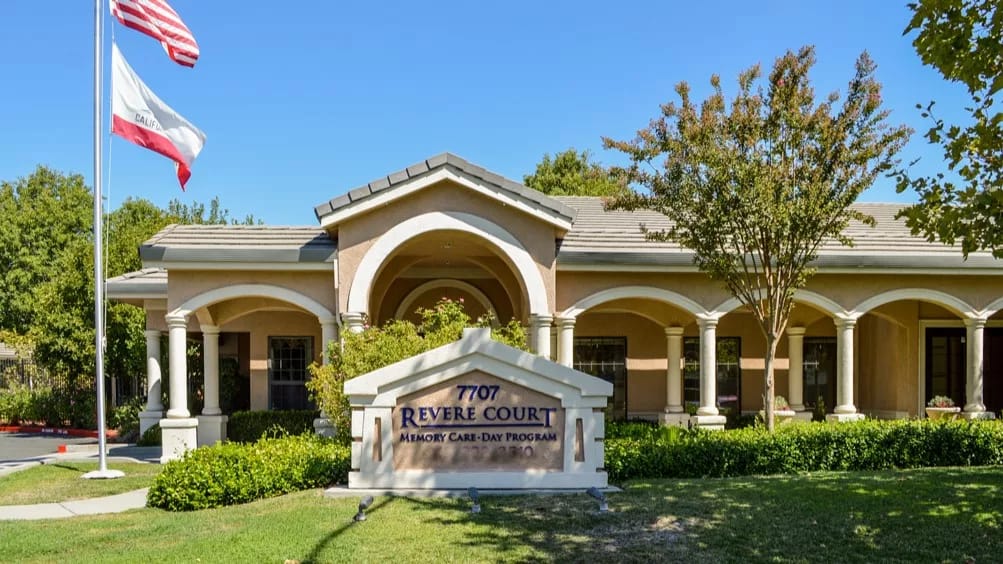 Exterior view of Revere Court with signage