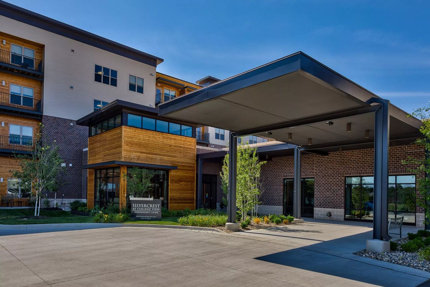Exterior view of Silvercrest at College View entrance