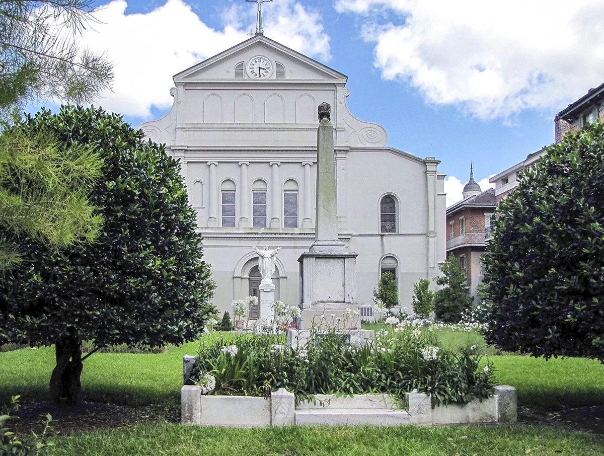 Exterior view of a building with gardens