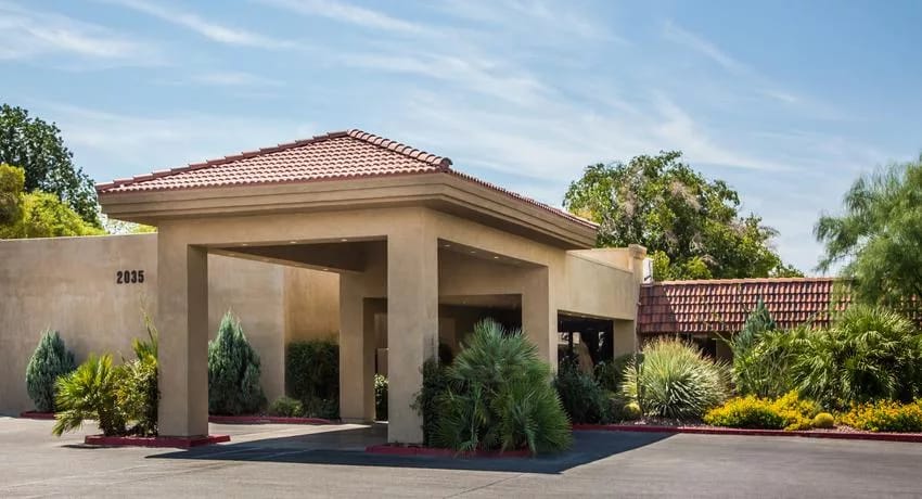 Exterior view of St. Joseph Transitional Rehabilitation Center entrance